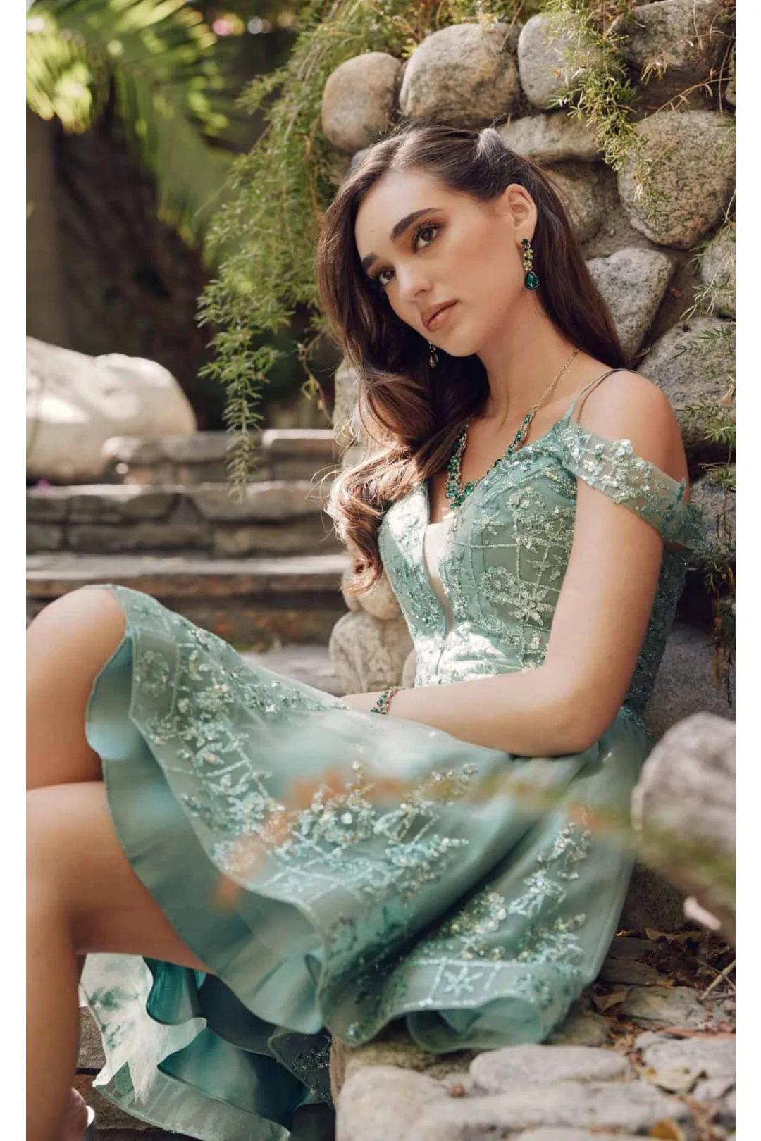 Sage Green Bridesmaid Dresses-Inexpensive Short Cold Shoulder Juliet 903