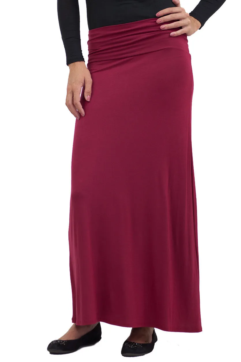 Solid Maxi Skirt Burgundy