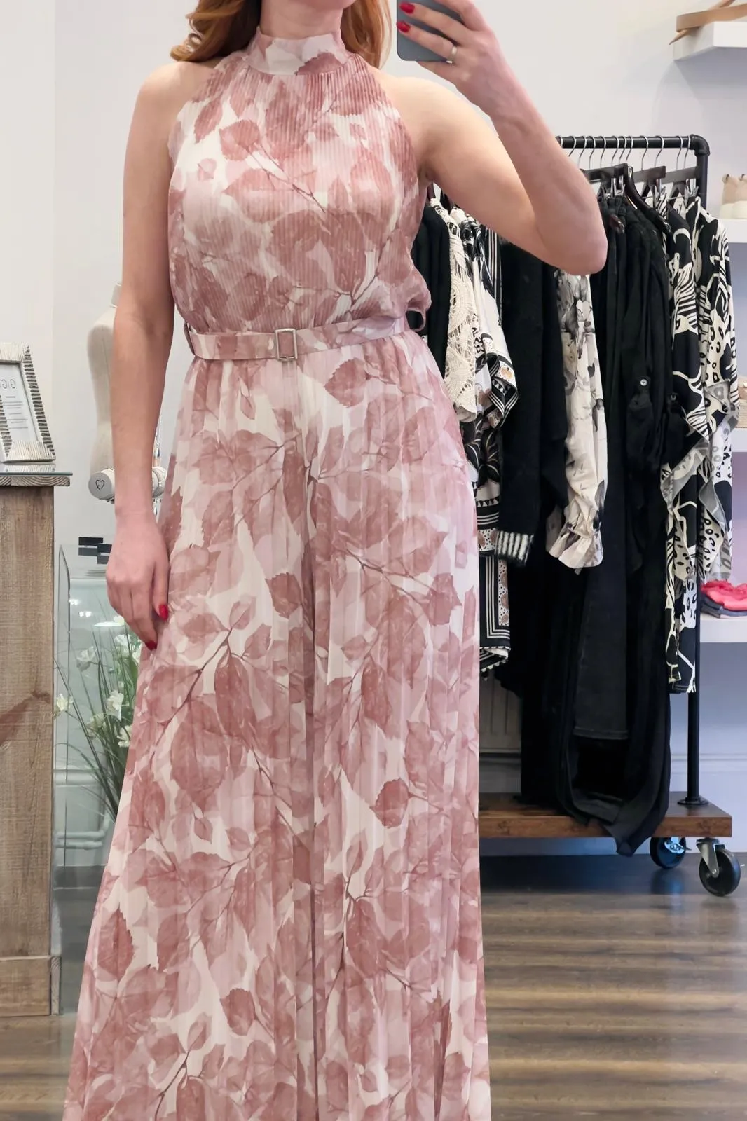 Tye Neck Pleated Jumpsuit