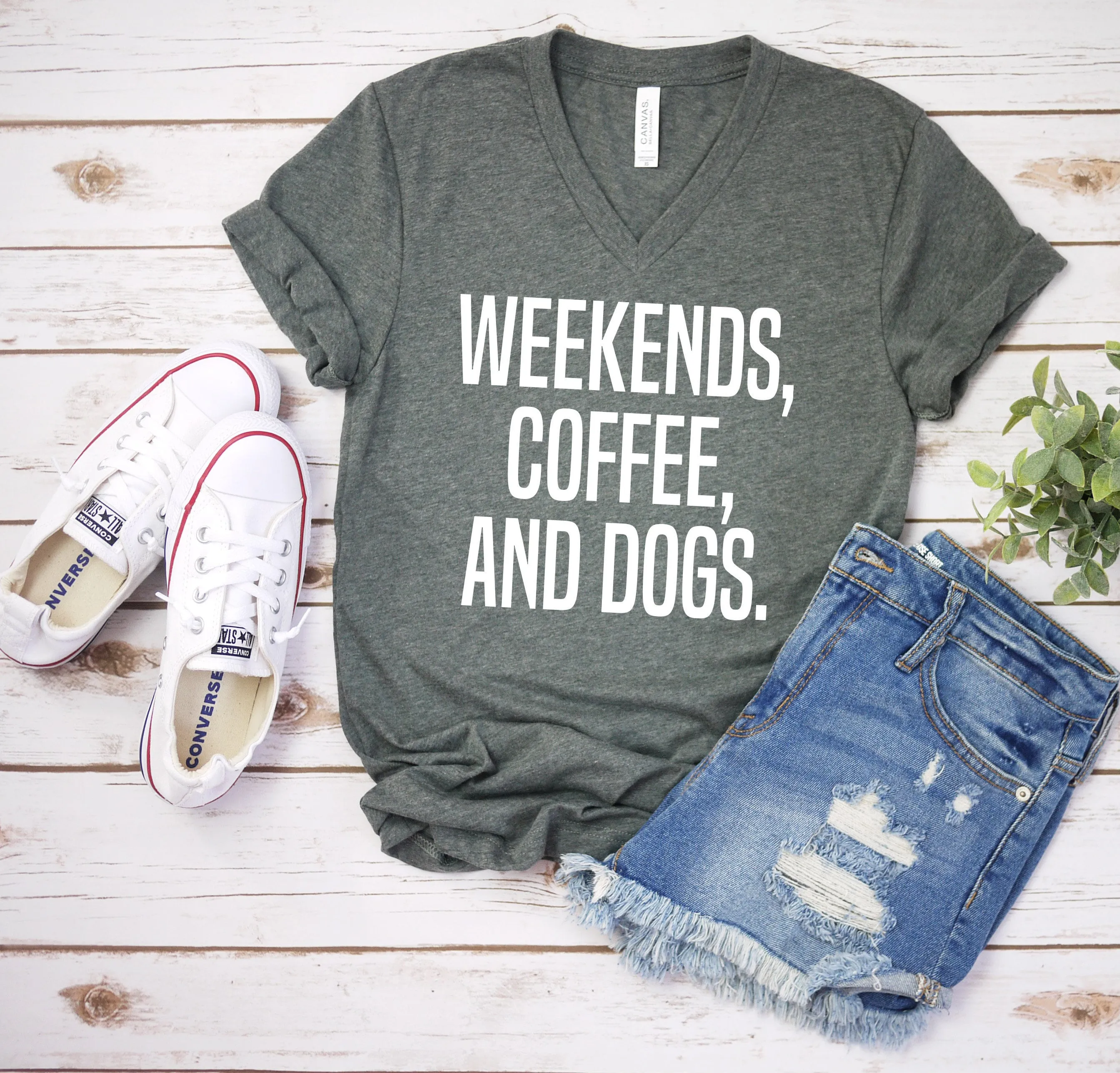 Weekends Coffee and Dogs T Shirt - Dog Coffee Lover Shirt- Pet Rescue T Shirt - Funny Dog Mom Shirt