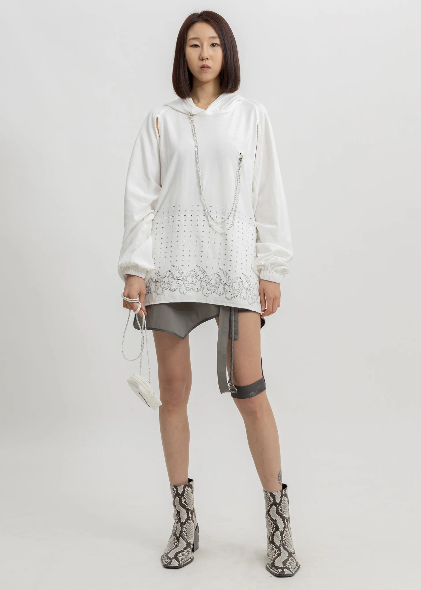 White Chained Hoodie
