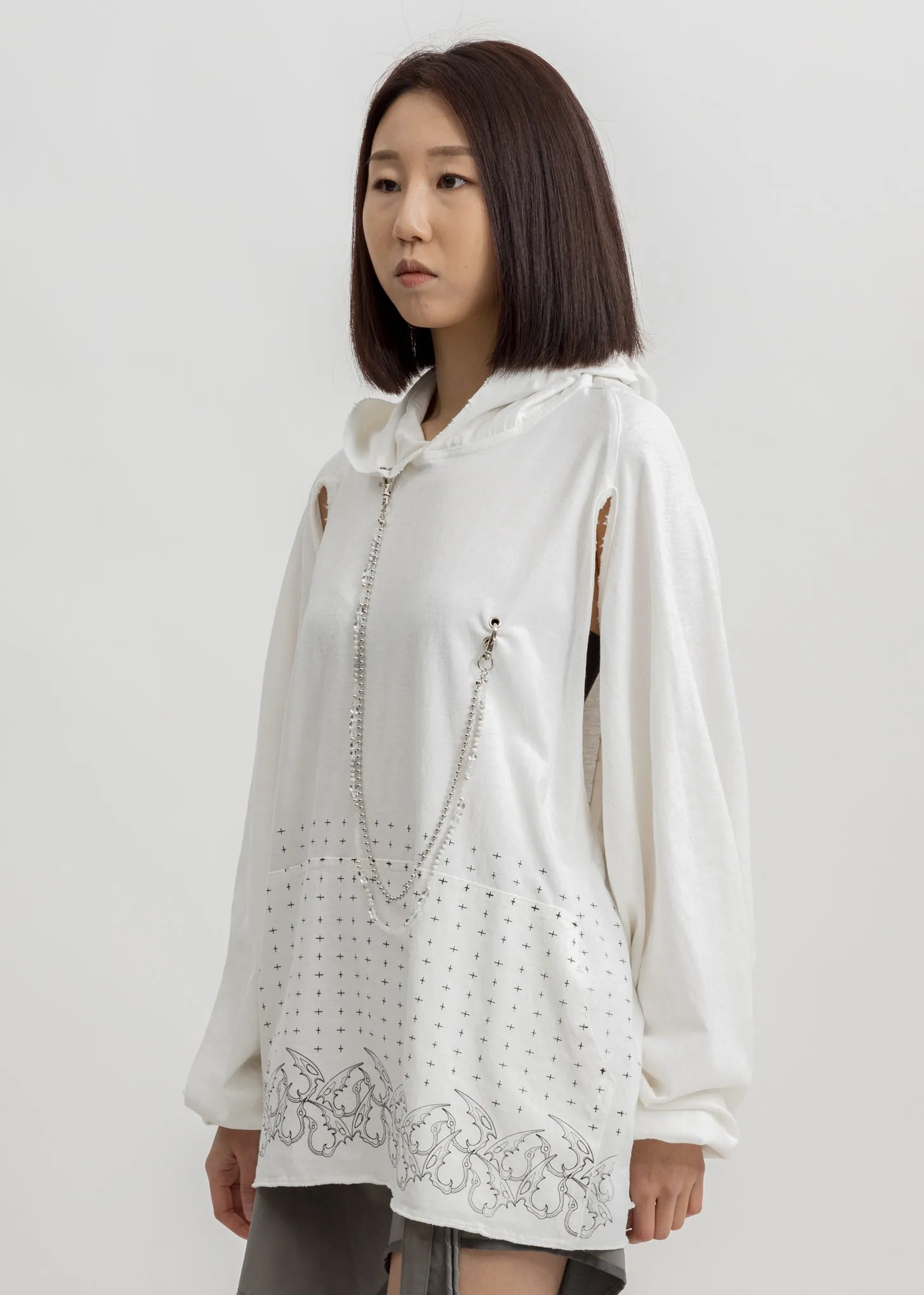 White Chained Hoodie