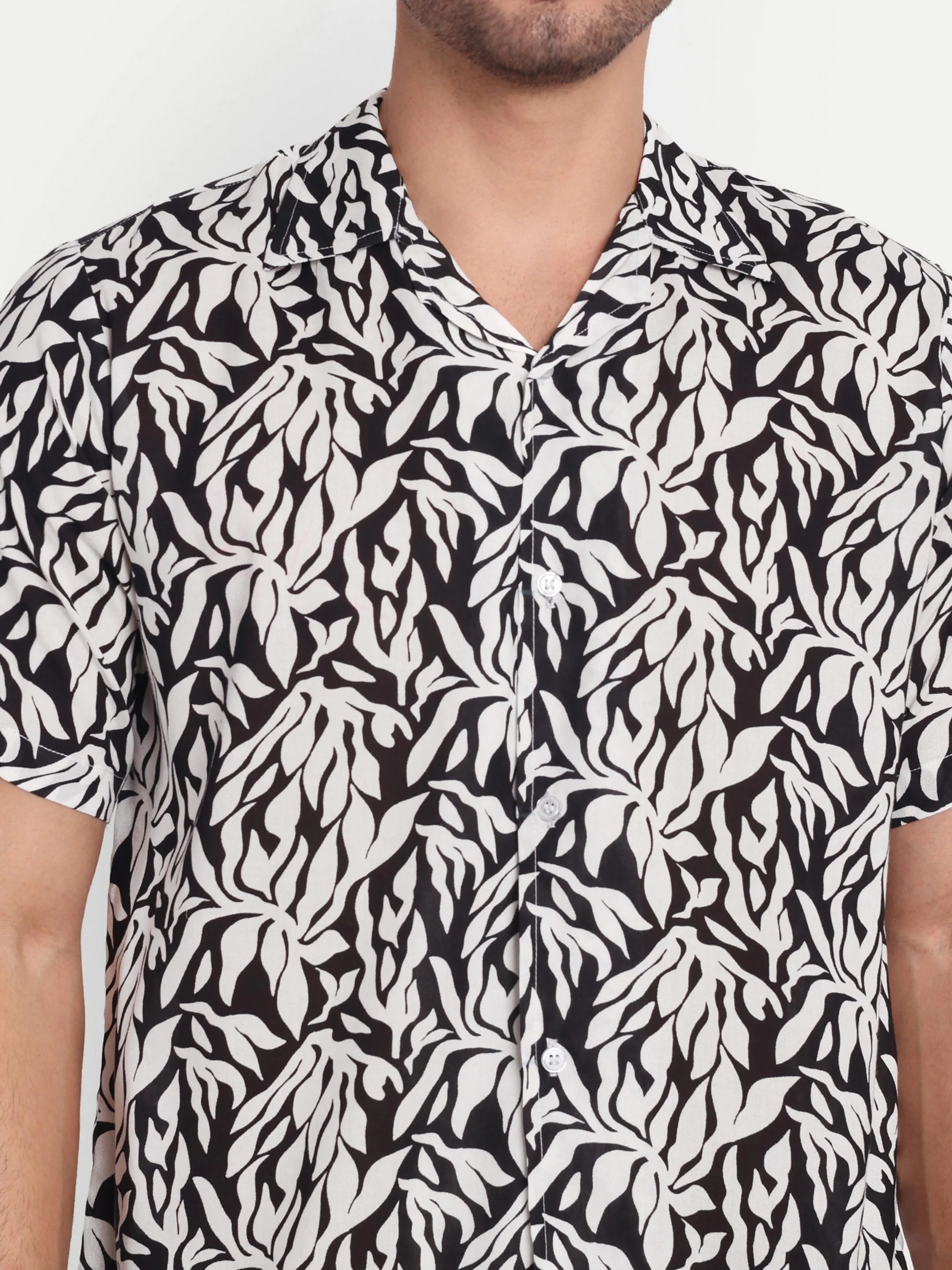 White Leaf Half Sleeve Shirt