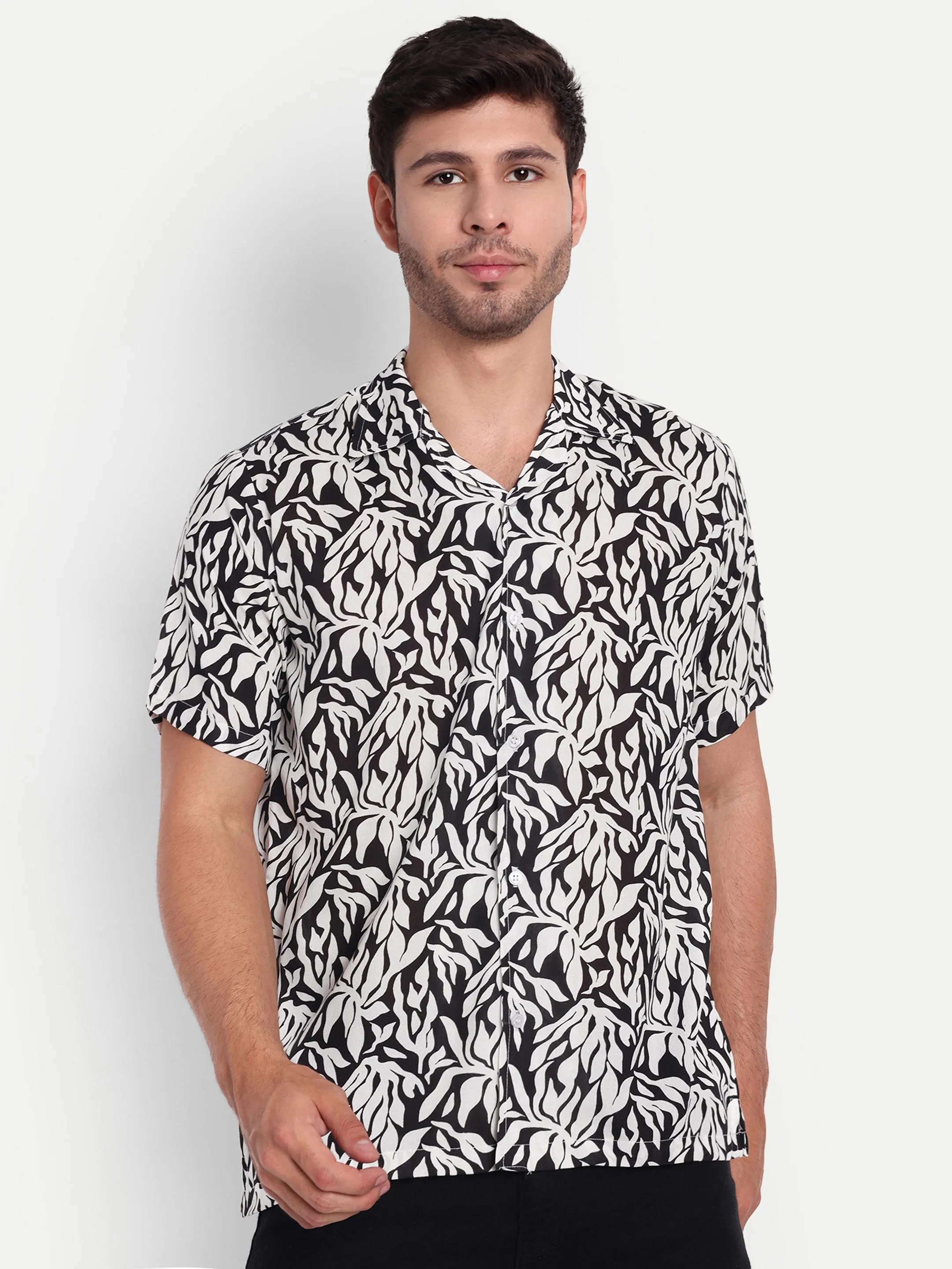 White Leaf Half Sleeve Shirt