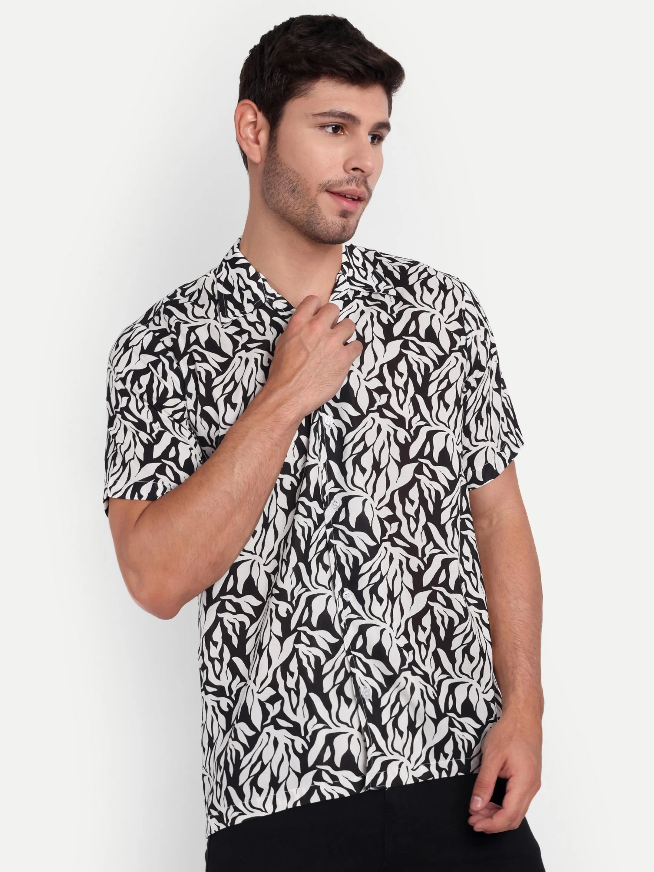 White Leaf Half Sleeve Shirt
