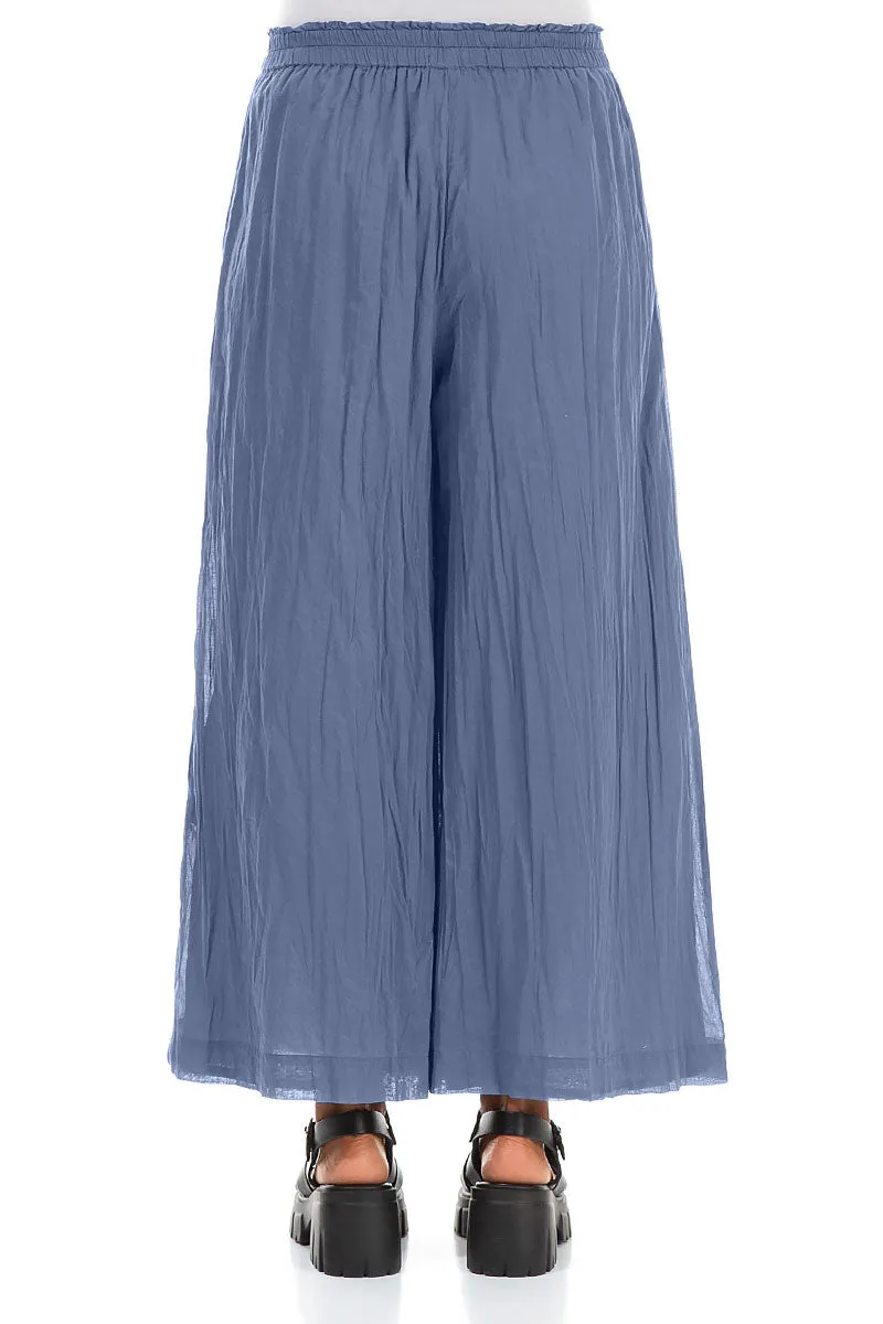 Wide Blue Nova Crumpled Cotton Trousers