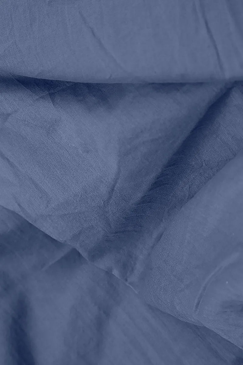 Wide Blue Nova Crumpled Cotton Trousers
