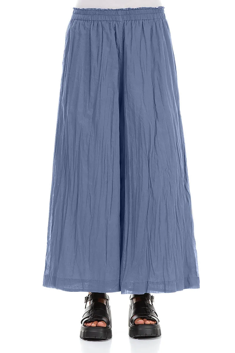 Wide Blue Nova Crumpled Cotton Trousers