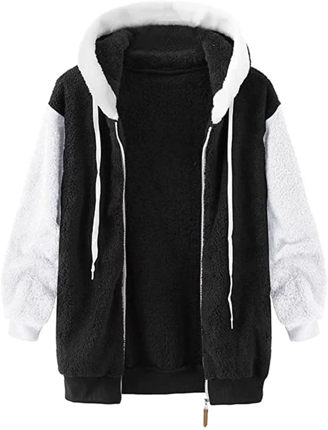 Winter Coat Women With Hood,Womens Oversized Fuzzy Fleece Jacket Full Zip Up Hoodie 2024 Winter Warm Sherpa Jackets