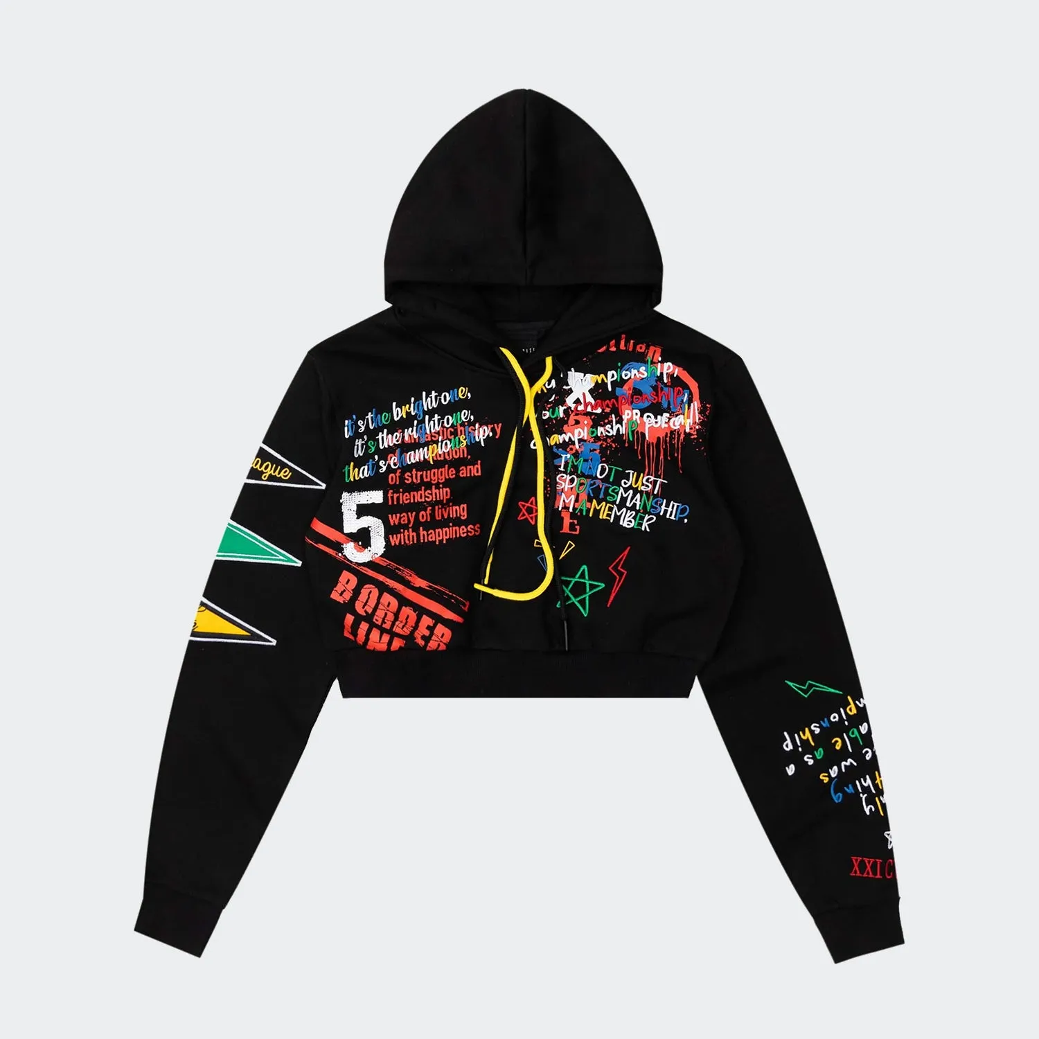 Women's Smoke Rise Red Relaxed Cropped Hoodie Black