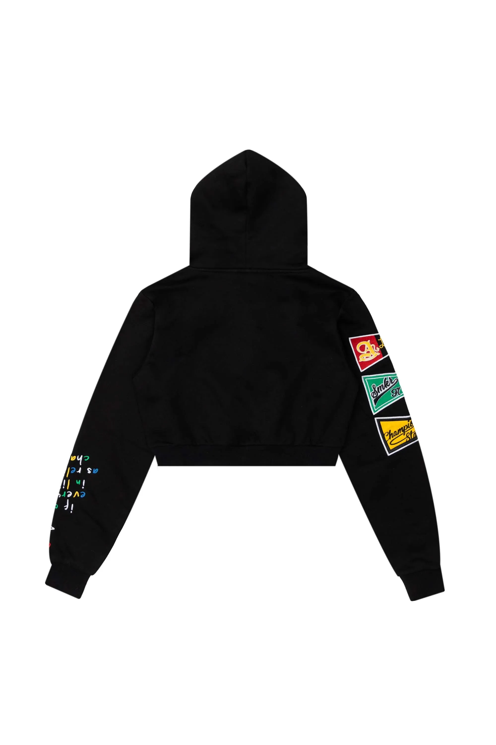 Women's Smoke Rise Red Relaxed Cropped Hoodie Black