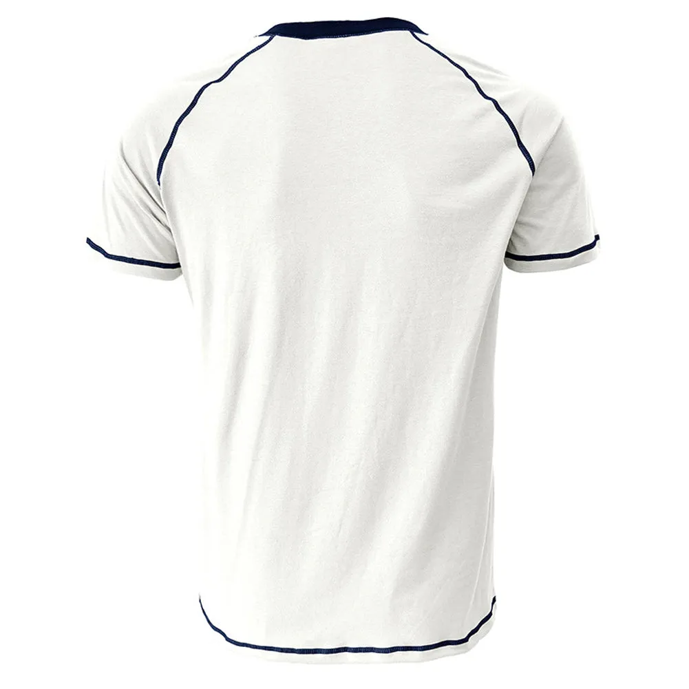 YESFASHION Men Shirts Henley Color Matching T-shirt